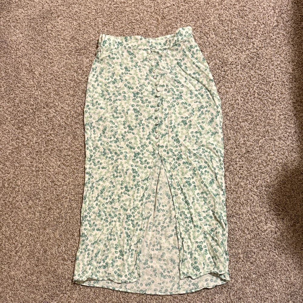 H&M Mint Floral Pencil Skirt